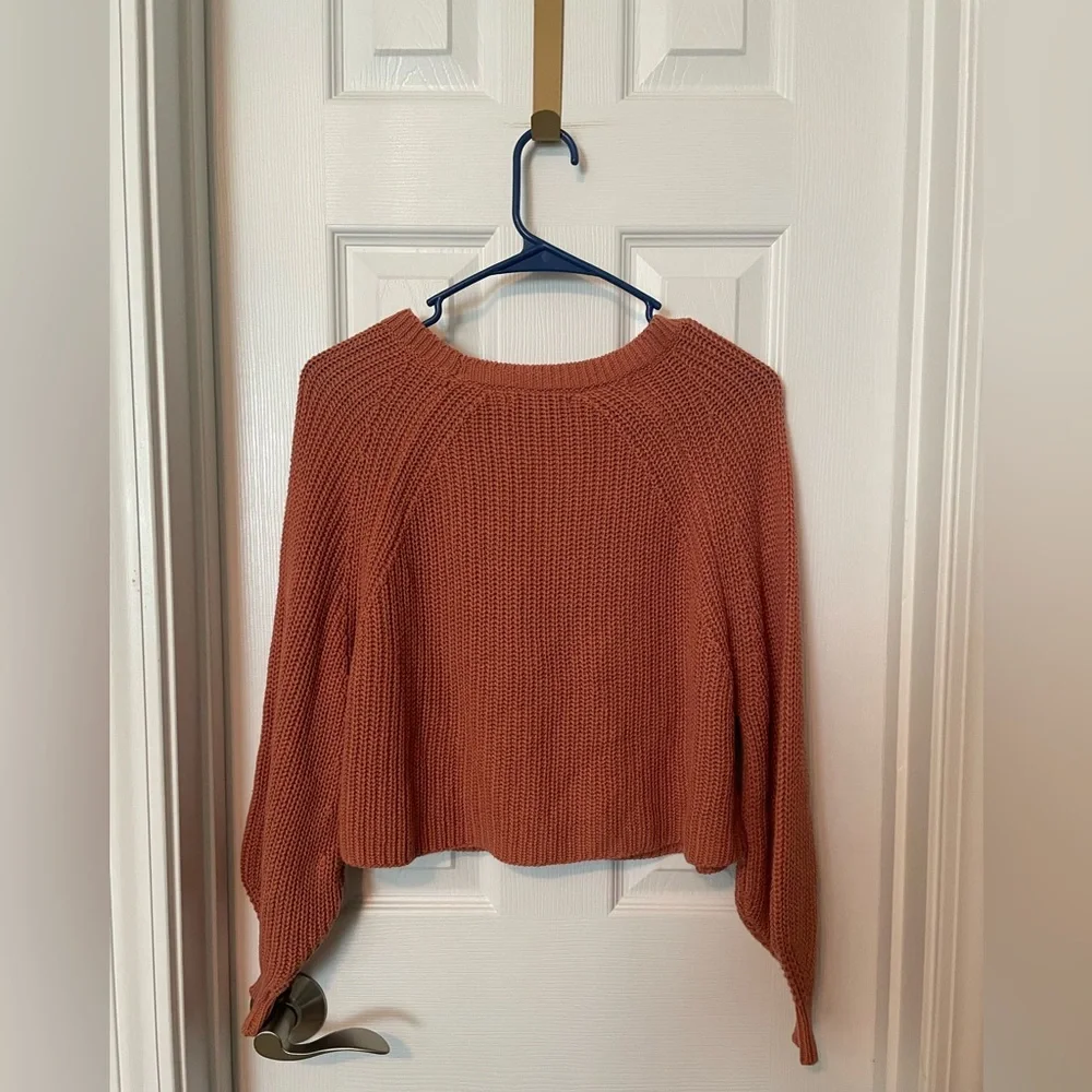 She + Sky Orange Cropped Sweater - Picture 2 of 4